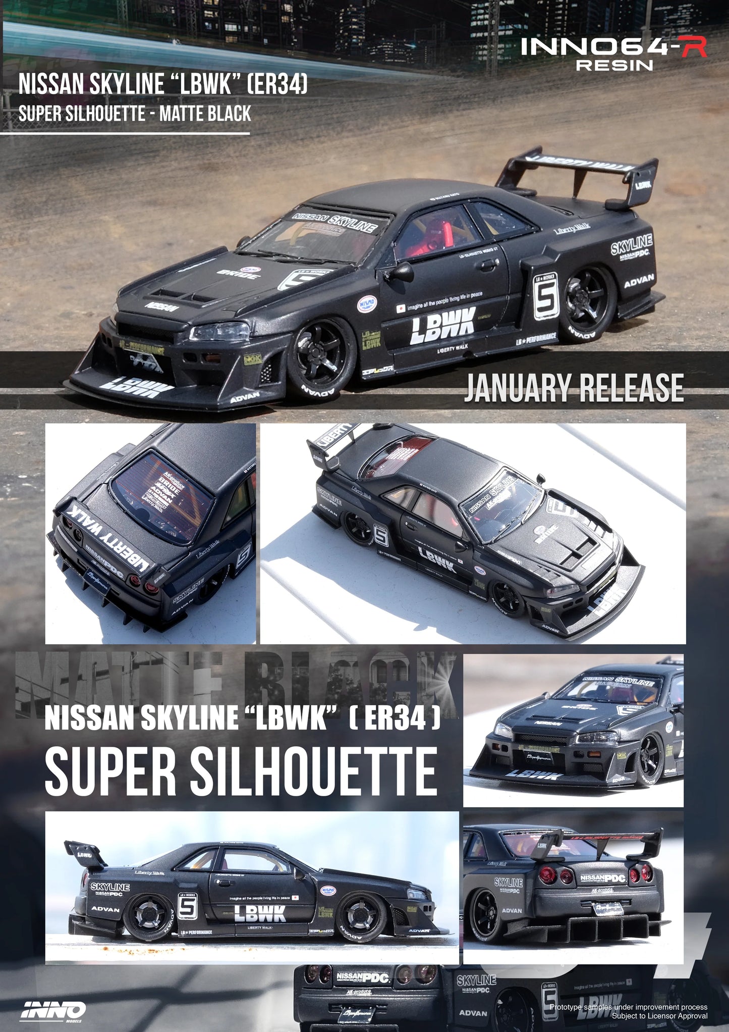 Nissan Skyline LBWK R34 Silhouette Black