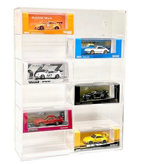 1:64 12-Car Display Case Wall Mount Plastic Clear Version With Cover (10.03″ x 3.03″ x 13.62″)