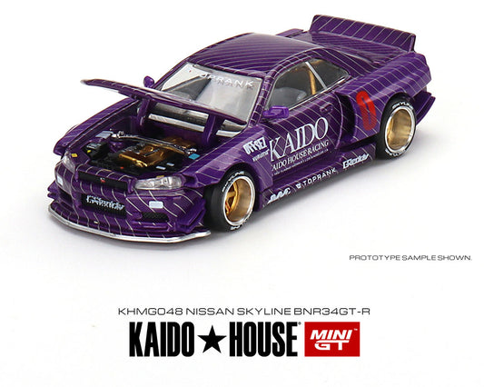 Kaido House x Mini GT 1:64 Nissan Skyline GT-R (R34) Kaido Works V1 (Purple) Limited Edition