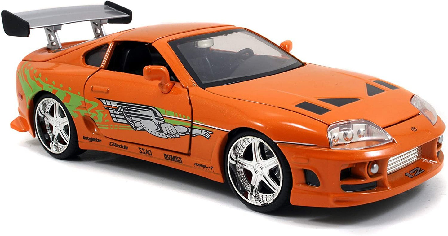Jada Toys Fast & Furious 1:24 Brian's Toyota Supra Die-cast Car, toys for kids and adults, Orange (97168)